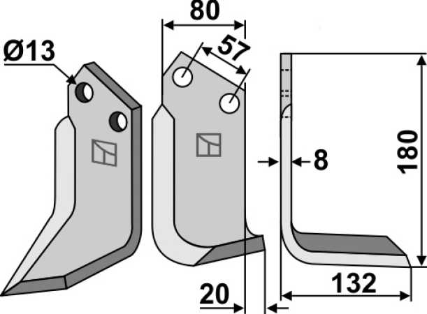 Fräsmesser 180x80mm, rechts